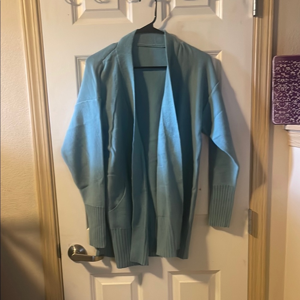 Light Blue Open Front Cardigan